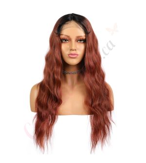 FU190322678 - Long Dark Auburn Synthetic Hair Wig [Final Sale]