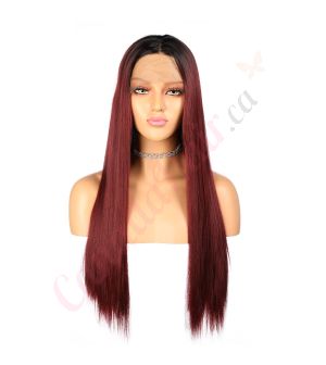 G1901657 - Long Burgundy Synthetic Hair Wig [Final Sale]