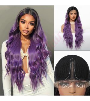 HC11059-5 Vibrant Purple with Dark Roots Synthetic Curly Trendy Styles Wig [FINAL SALE]
