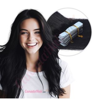 Jet Black #1 Tape-ins Human Hair