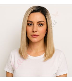 Kavlee - Short Ombre Blonde Remy Human Hair Wig 14 Inches Bob Wig 