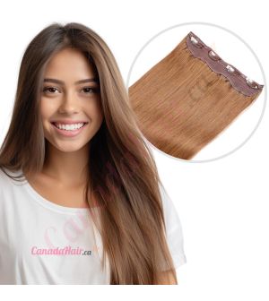Light Brown #8 Invisible Wire  Extensions - Human Hair