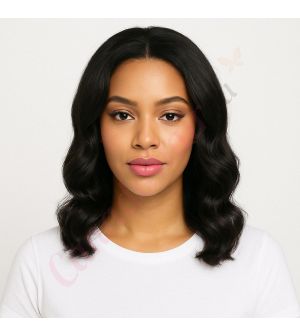 Mia - Short Natural Black #1b Remy Human Hair Wig 14 Inches Bob Wig 