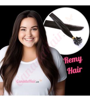 Black/Brown #1b Micro-loops Remy Hair