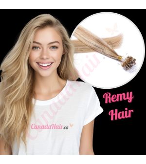 Honey Brown & Ash Blonde #12/24 Micro-loops Remy Hair