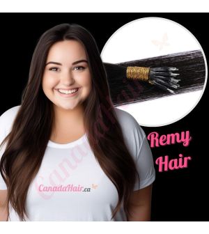 Black / Brown #1b Nano-Rings Remy Hair