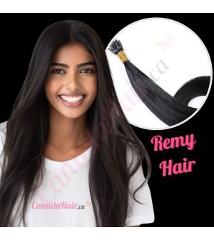 Jet Black #1 Nano-Rings Remy Hair