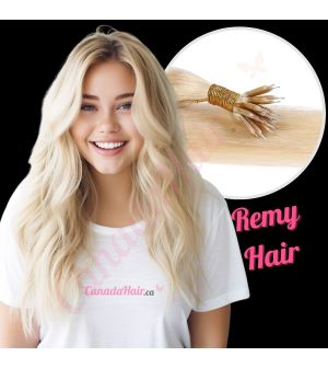 Bleach Blonde #613 Nano-Rings Remy Hair