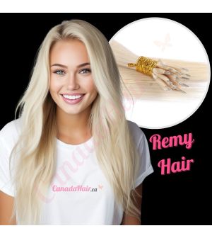 Platinum Blonde Nano-Rings Remy Hair