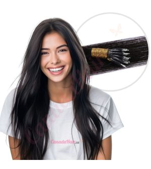 Black/Brown #1b Nano-Rings Human Hair