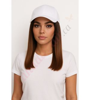 10 inch Remy Hair Ombre Brown Wig, White Hat [FINAL SALE]
