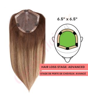 14 inch Topper Full Coverage Ombre Balayage Remy Human Hair 95g (Base 6.5