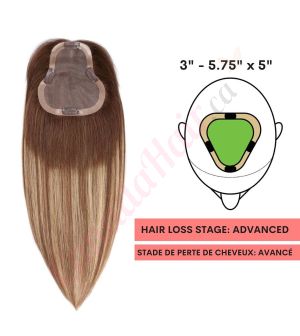 Ombre Balayage Hair Topper For Thinning Hair Part Large Coverage (Size: 3 inch - 5.75 inch x 5 inch) Remy Human Hair 