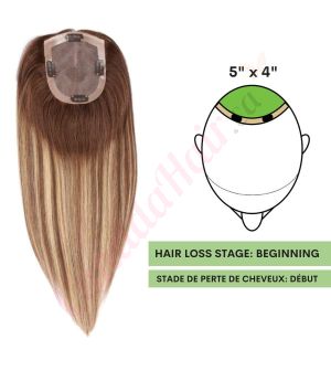 Ombre Balayage Hair Topper for Thinning Hair Crown (Size: 5 inch x 4 inch) Remy Human Hair 