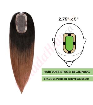 Ombre Chestnut Brown Hair Topper For Thinning Hair Part (Size: 2.75 inch x 5 inch) Remy Human Hair 