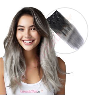 Ombre Grey Clip-ins Human Hair