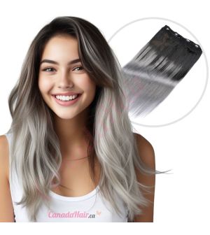 Ombre Grey Invisible Wire Extensions - Human Hair