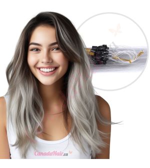 Ombre Grey Micro-loops Human Hair