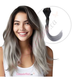 Ombre Grey Sew-ins Human Hair