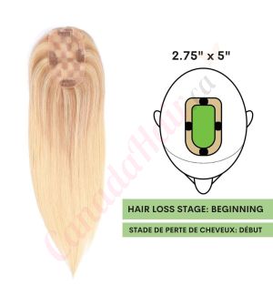 Ombre Light Blonde Hair Topper For Thinning Hair Part (Size: 2.75 inch x 5 inch) Remy Human Hair 