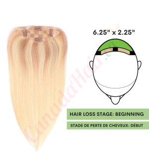 Ombre Light Blonde Hair Topper For Thinning Hair Full Crown (Size: 6.5 inch x 2.25 inch) Remy Human Hair 