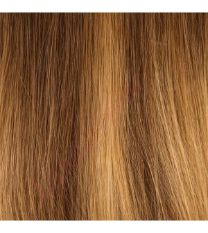 14 inch Wavy Clip-ins Remy Human Hair Medium Brown to Ash Blonde Blend #P6 10A 85g