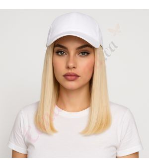 10 inch Remy Hair Platinum Blonde Wig, White Hat [FINAL SALE]