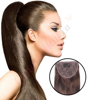 ponytail human hair extensions	Chocolate brown #4