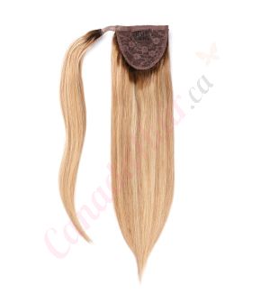 Rooted Honey Blonde Highlights #4t12/613 Ponytail Human Hair