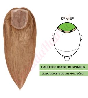 Light Brown #8 Hair Topper for Thinning Hair Crown (Size: 5 inch x 4 inch) Remy Human Hair 