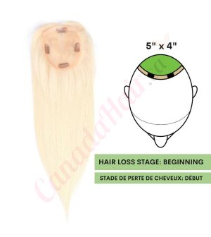 Platinum Blonde  Hair Topper for Thinning Hair Crown (Size: 5 inch x 4 inch) Remy Human Hair 