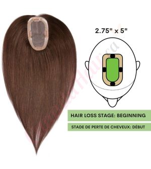 Dark Brown #2 Hair Topper For Thinning Hair Part (Size: 2.75 inch x 5 inch) Remy Human Hair