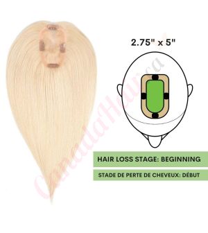 Blonde #60 Hair Topper For Thinning Hair Part (Size: 2.75 inch x 5 inch) Remy Hair