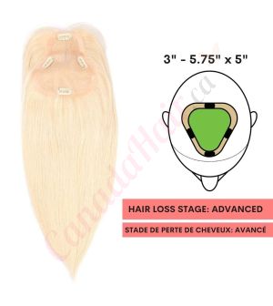 Blonde #60 Hair Topper For Thinning Hair Part Large Coverage (Size: 3 inch - 5.75 inch x 5 inch) Remy Human Hair 