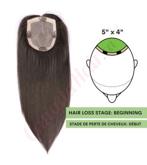 Black / Brown #1b Hair Topper for Thinning Hair Crown (Size: 5 inch x 4 inch) Remy Human Hair 