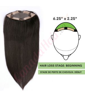 Black / Brown #1b Hair Topper Thinning Hair Full Crown (Size: 6.5 inch x 2.25 inch) Remy Human Hair 
