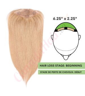 Strawberry Blonde #27  Hair Topper For Thinning Hair Full Crown (Size: 6.5 inch x 2.25 inch) Remy Human Hair 