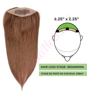 Chocolate Brown #4 Hair Topper For Thinning Hair Full Crown (Size: 6.5 inch x 2.25 inch) Remy Human Hair 