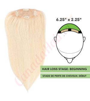 Blonde #60 Hair Topper For Thinning Hair Full Crown (Size: 6.5 inch x 2.25 inch) Remy Human Hair 