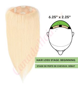 Bleach Blonde #613 Hair Topper For Thinning Hair Full Crown (Size: 6.5 inch x 2.25 inch) Remy Human Hair 