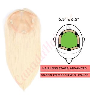 Platinum Blonde Hair Topper for Full Coverage (Size: 6.5 inch x 6.5 inch) Remy Human Hair 