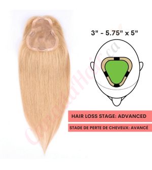 Strawberry Blonde #27 Hair Topper For Thinning Hair Part Large Coverage (Size: 3 inch - 5.75 inch x 5 inch) Remy Human Hair 