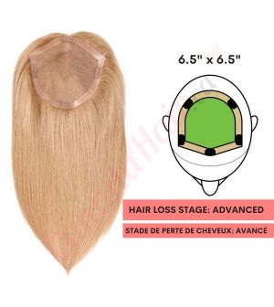 Strawberry Blonde #27 Hair Topper for Full Coverage (Size: 6.5 inch x 6.5 inch) Remy Human Hair 
