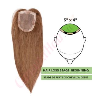 Chestnut Brown #6 Hair Topper for Thinning Hair Crown (Size: 5 inch x 4 inch) Remy Human Hair 