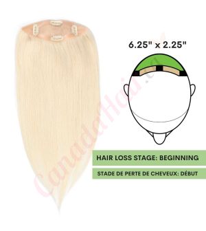 Platinum Blonde  Hair Topper For Thinning Hair Full Crown (Size: 6.5 inch x 2.25 inch) Remy Human Hair 