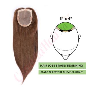 Dark Brown #2 Hair Topper for Thinning Hair Crown (Size: 5 inch x 4 inch) Remy Human Hair
