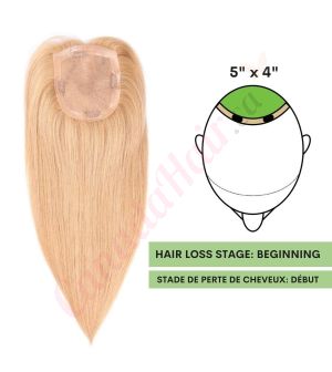 Strawberry Blonde #27 Hair Topper for Thinning Hair Crown (Size: 5 inch x 4 inch) Remy Human Hair 