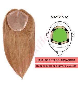 14 inch Topper Full Coverage Light Brown #8 Remy Human Hair 95g (Base 6.5