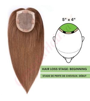 Chocolate Brown #4 Hair Topper for Thinning Hair Crown (Size: 5 inch x 4 inch) Remy Human Hair  