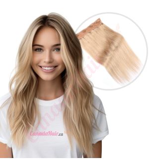 Sandy Blonde Invisible Wire Extensions - Human Hair